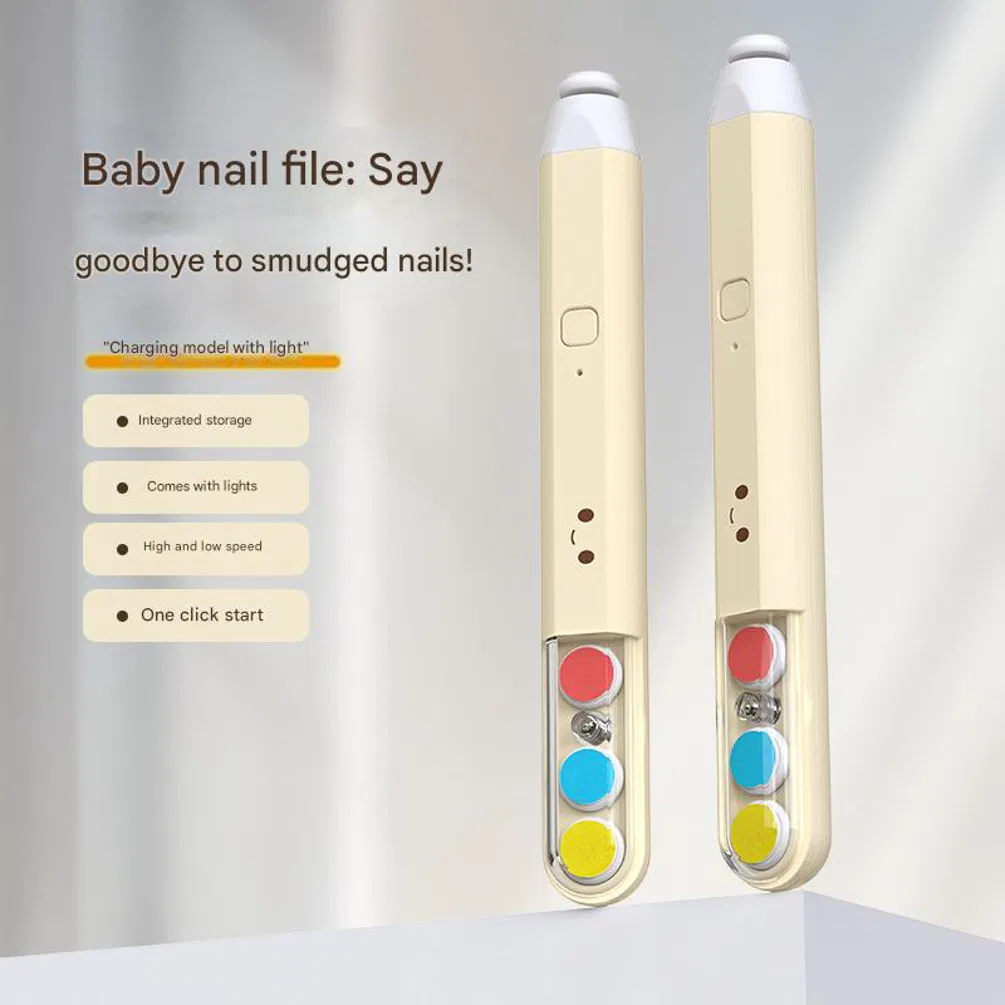 Type-C Rechargeable ABS Nail Polisher Baby Care Nail Grinder Wireless Electric Baby Nail Trimmer with LED Light