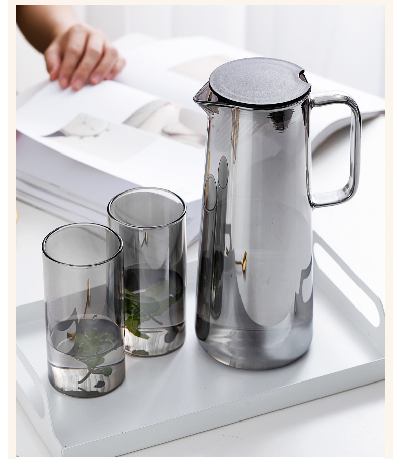 Wholesale Glass Drinkware Drinking Water Jug Set Glassware with Cups Tumbler Stemware Amber Color for Wedding