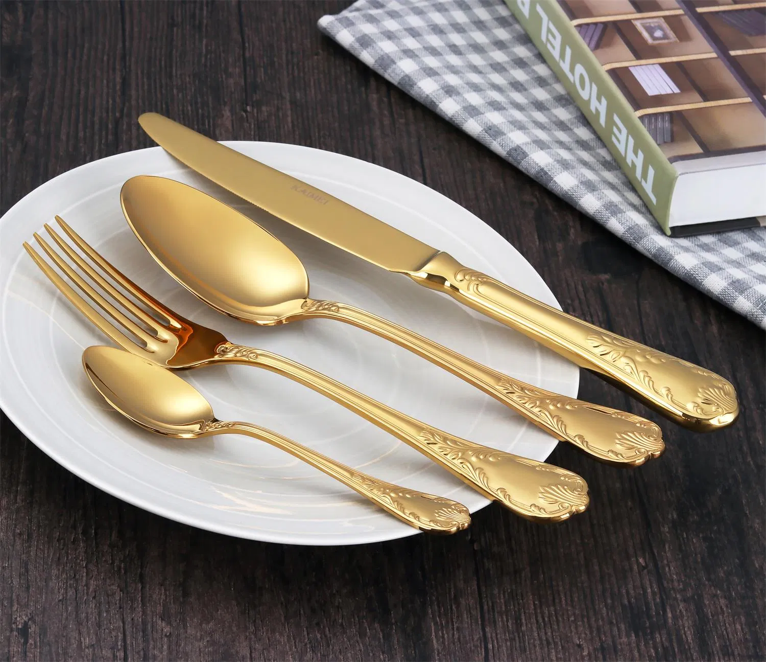 Gold PVD Stainless Steel Dinner Set with Giftbox for Hotal/Restaurant/Home Knife Fork Spoon