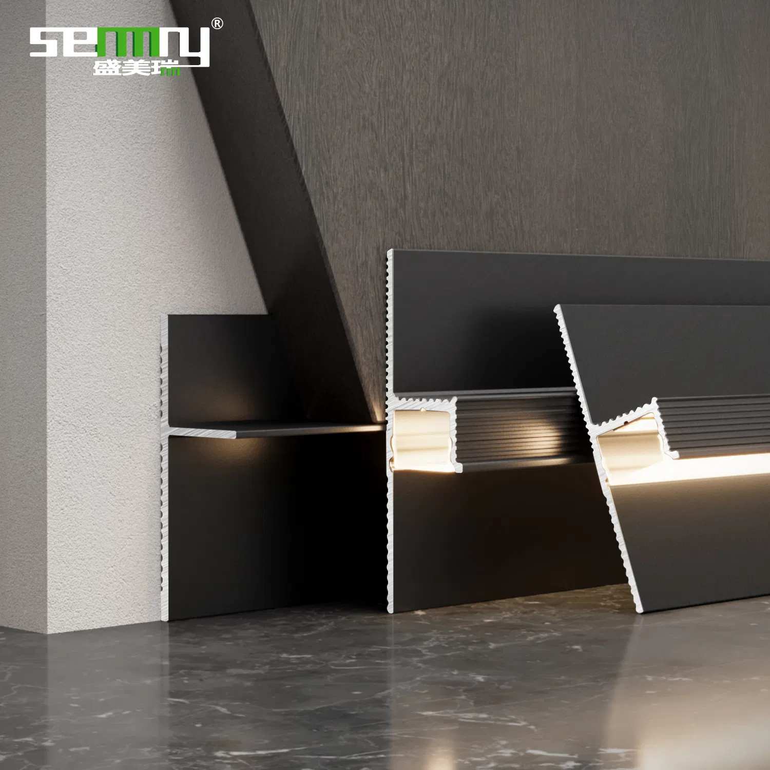 Recessed Click System Wall Floor Corner Trim Aluminium Concealed Skirting