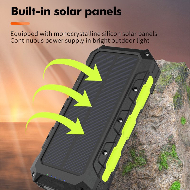 Outdoor Wireless Charging 30000mAh waterproof Portable LED Camping Light Solar Panels Power Bank