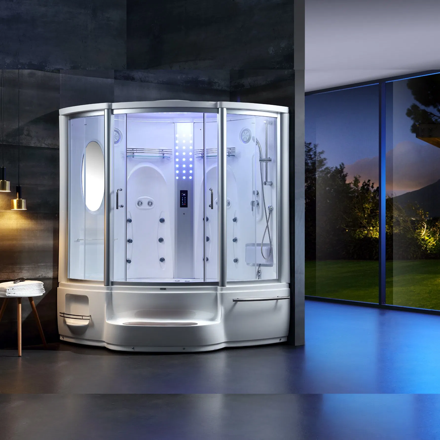 Premium Big Fan-Shaped Steamroom with Back Massage Features (QQ7707)