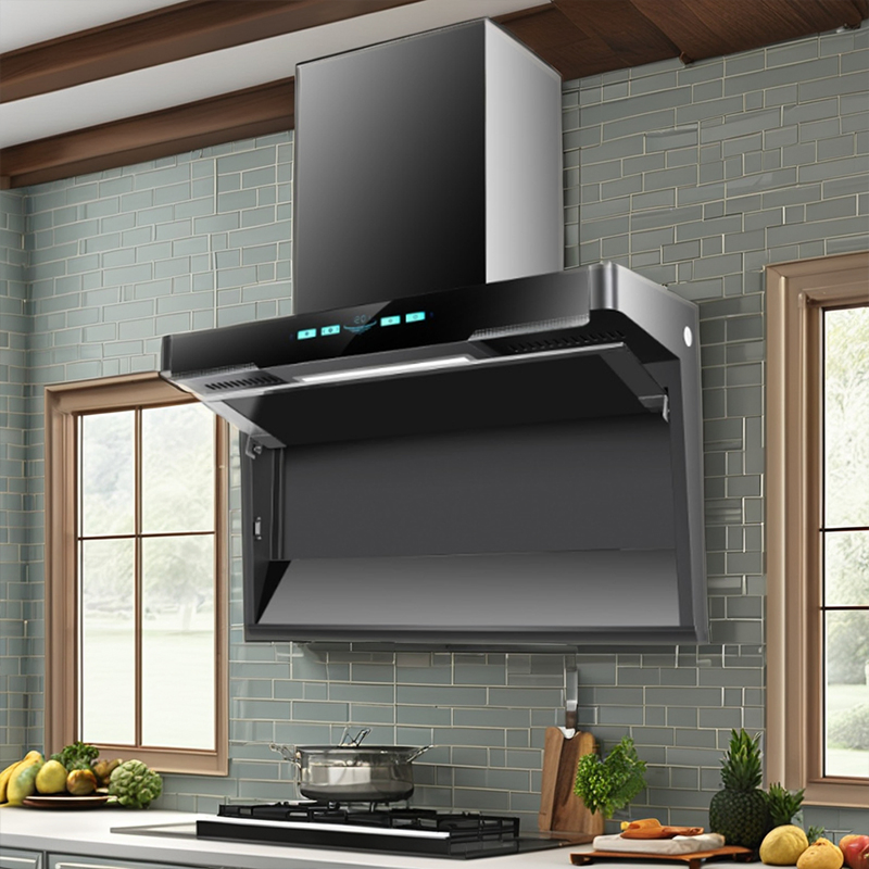 Professional L-Shaped Range Hood Home Appliance Delivers Powerful Side-Draft Suction with Enhanced Airflow Performance
