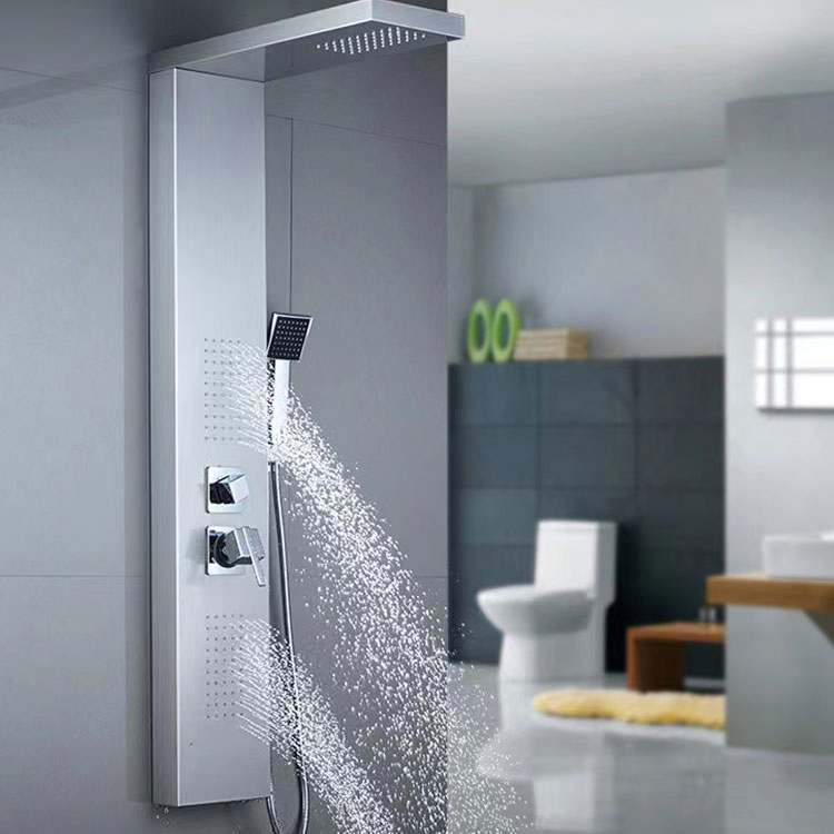 Factory Direct Price Upc Good Price Brushed Satinless Steel Water Waterfall Shower Mixer SPA Panel System Tap Tower with Shower Hose