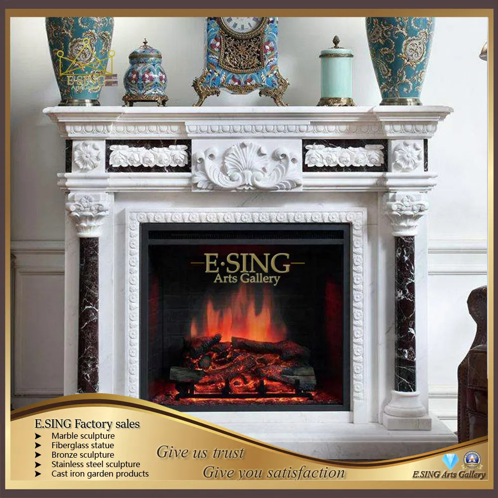 High Quality Hand Carved Mix Marble Fireplace
