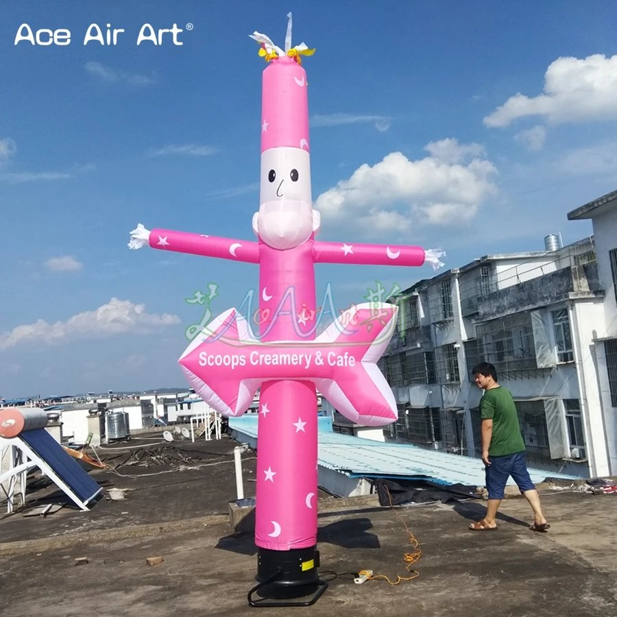 3mh or Custom Ice Cream Air Dancer Inflatable Older Dancer Man Single Leg Sky Dancer with Arrow for Ice Cream Advertisement