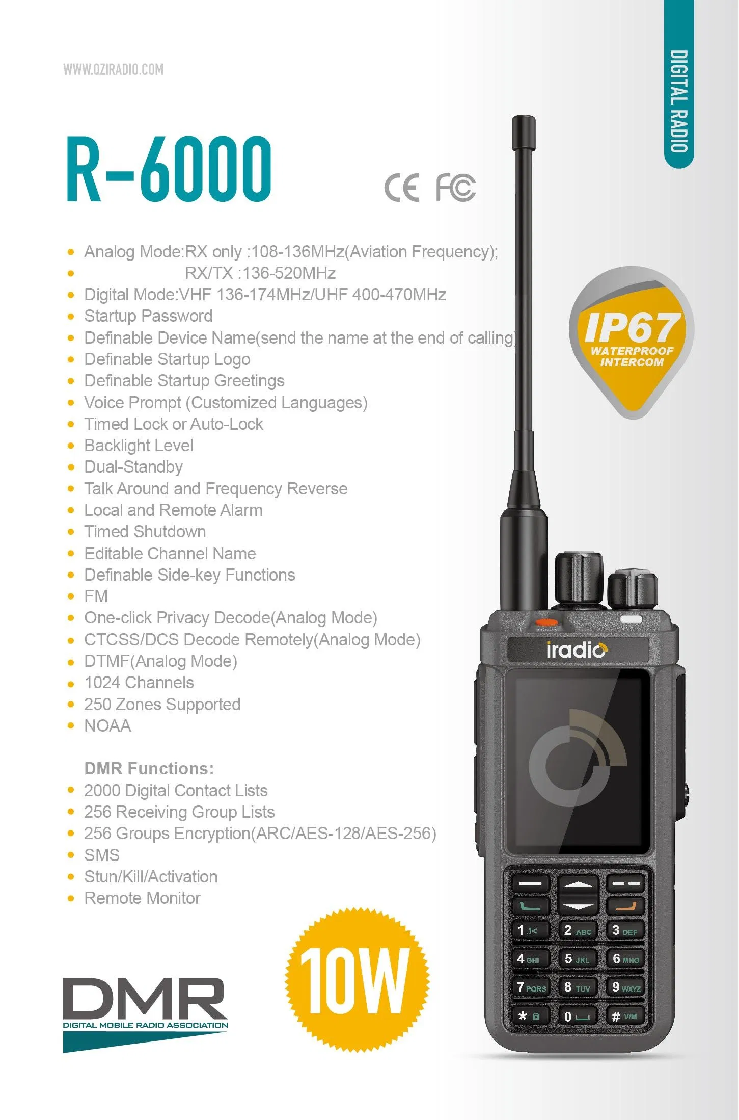 R-6000 Professional Dual-Mode Digital Two-Way Radio with Custom Features