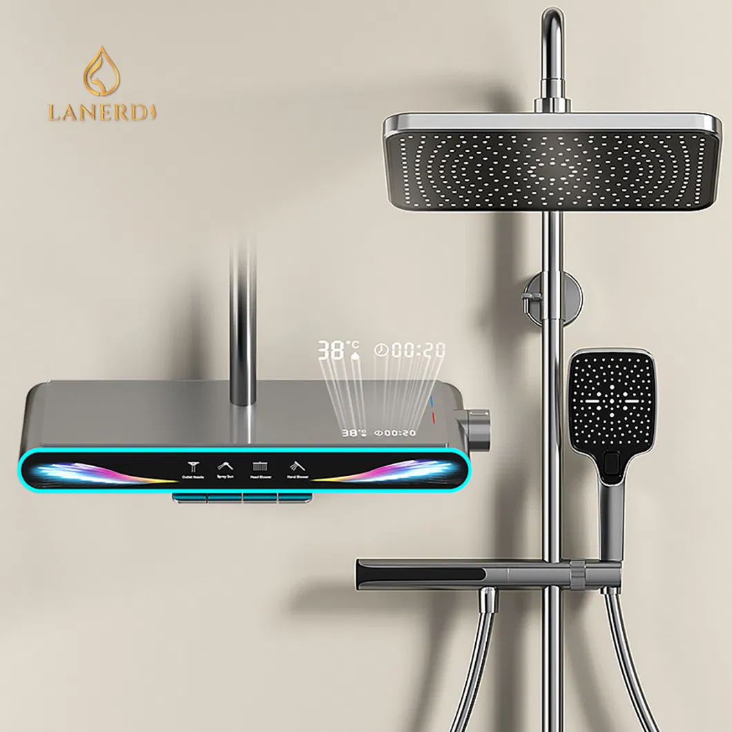 Гибкая настенная душевая система с LED-дисплеем и массажем