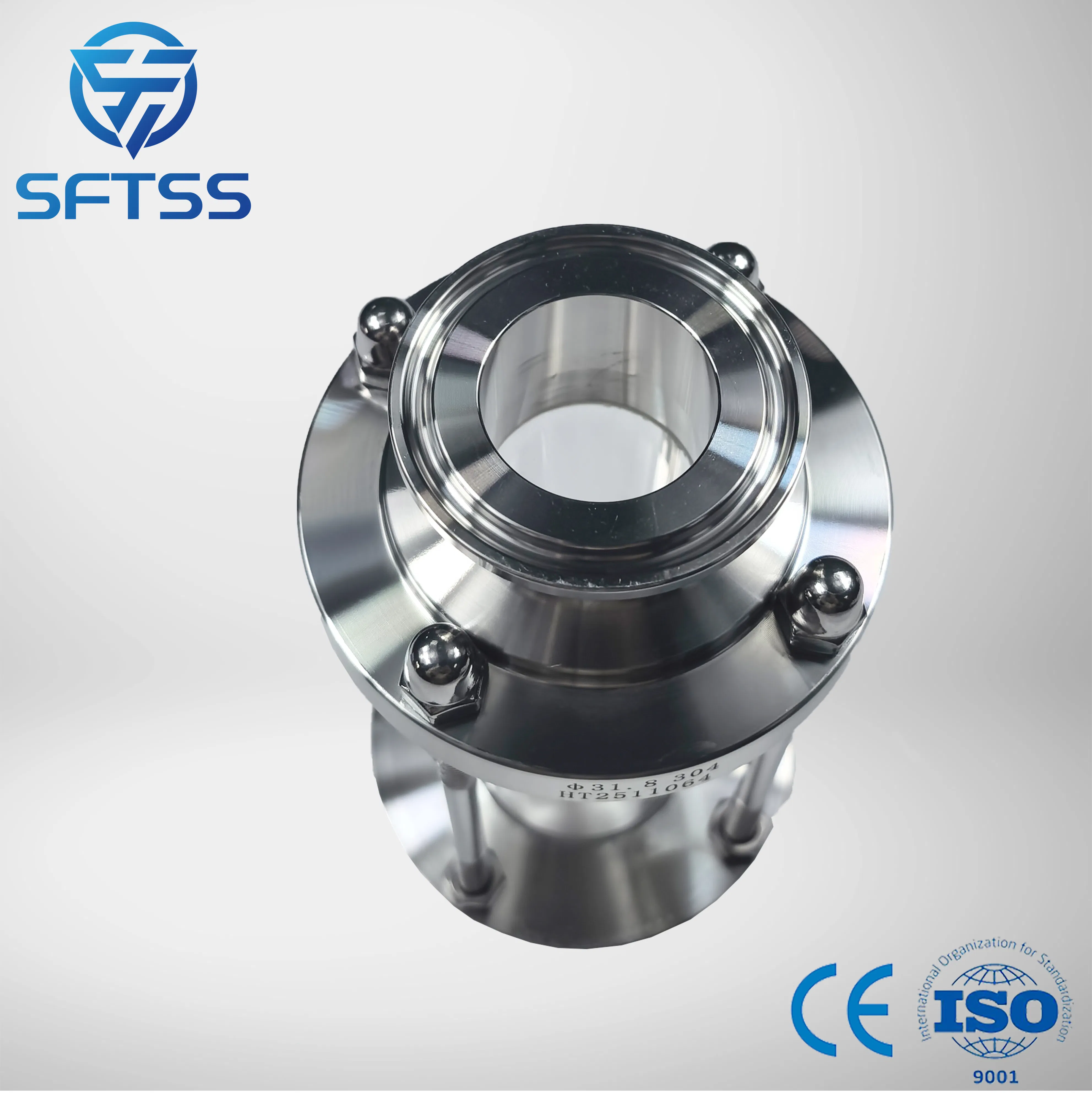 Reliable Straight Sight Glass with Silver Clamp and Ferrule Connection