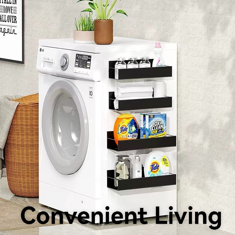 Innovative Household Magnetic Metal Storage Solutions Magnetic Spice Storage Rack Organizer for Refrigerator and Oven, Black Fridge Organized Spaces