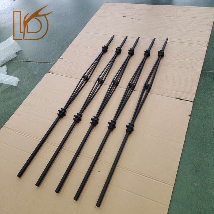 1/2"*44" Hollow Square Big Basket Indoor Staircase Spindles Wrought Iron Baluster Railing