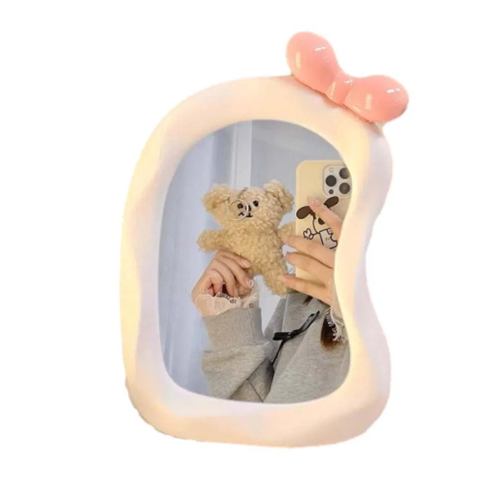 Hot Selling Modern Style Foldable Candy Color Irregular Shape Desktop Makeup Mirror