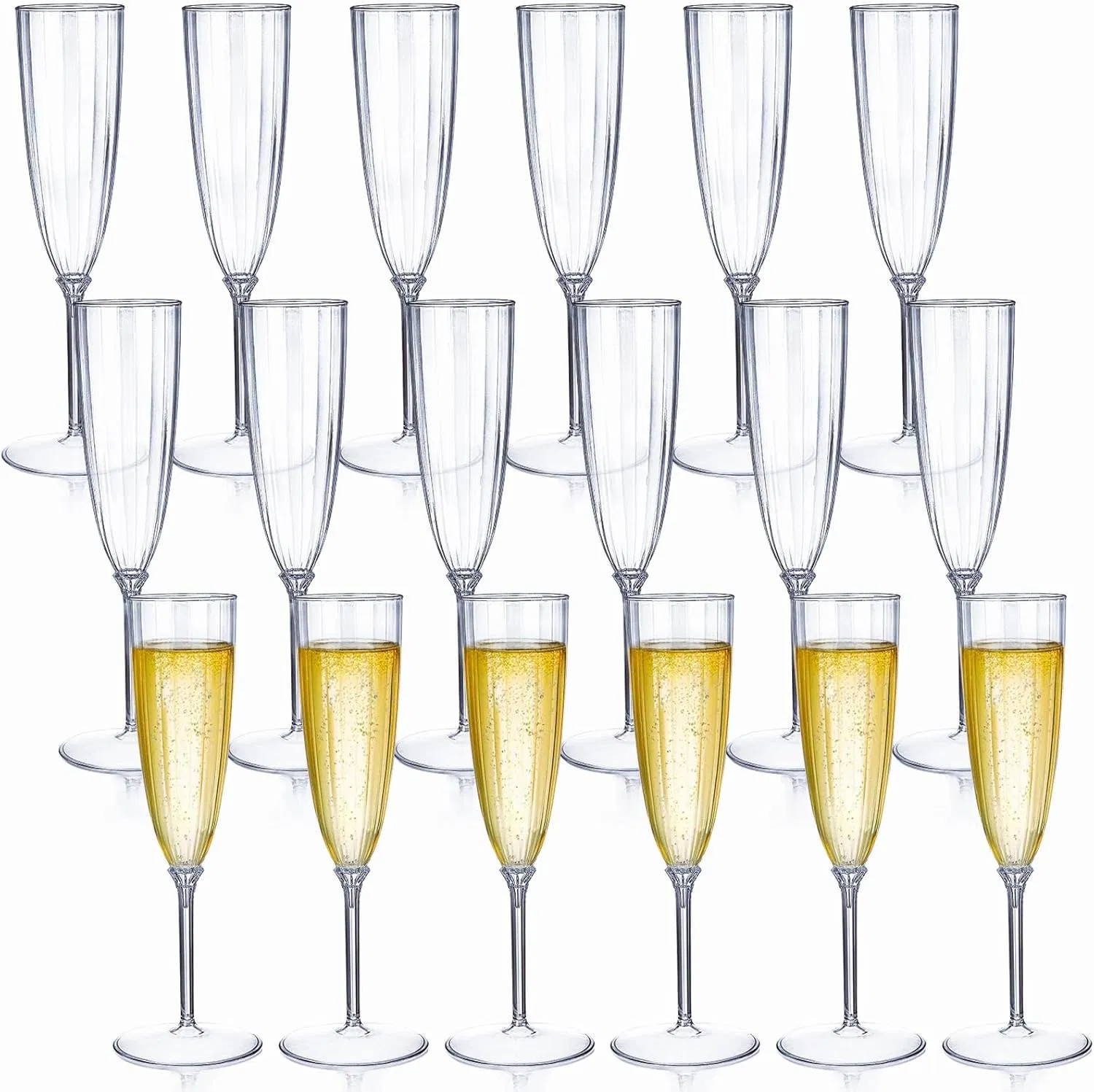 Elegant 6 Oz Clear Plastic Champagne Flutes for Parties