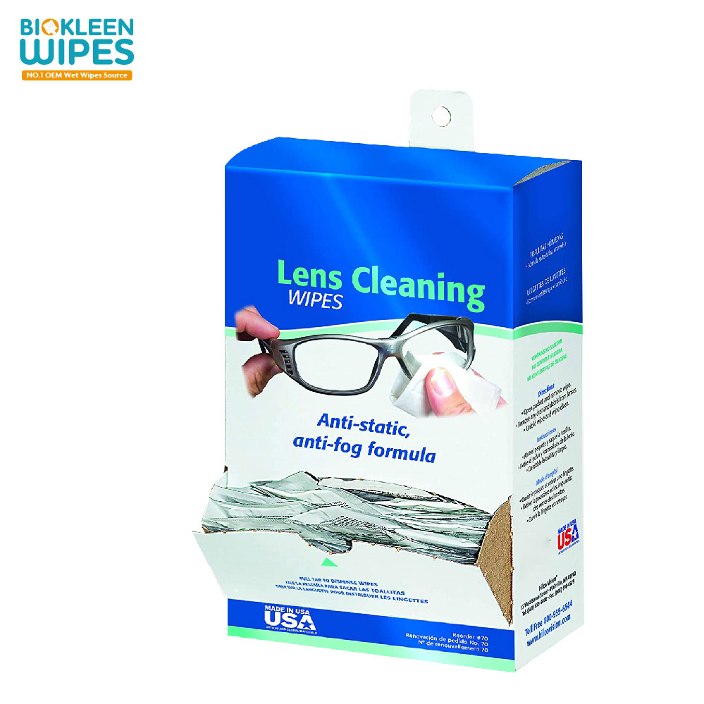 Biokleen 100CT Box OEM Lens Wipes Anti Fog Phone Cleaning Wipes Lens Cleaning Wet Wipes