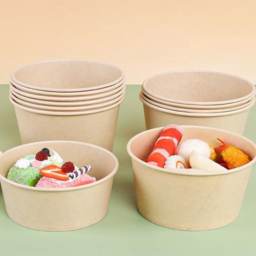500ml Kraft Paper Disposable Bowl, Environmentally Friendly Design, PE Coating, Low Price