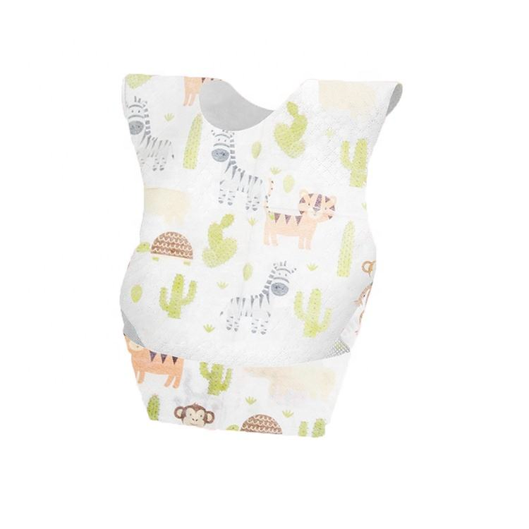 OEM Custom Baby Bib Apron Infant Fancy Nonwoven Cute Disposable Baby Bib for Clothing Clean