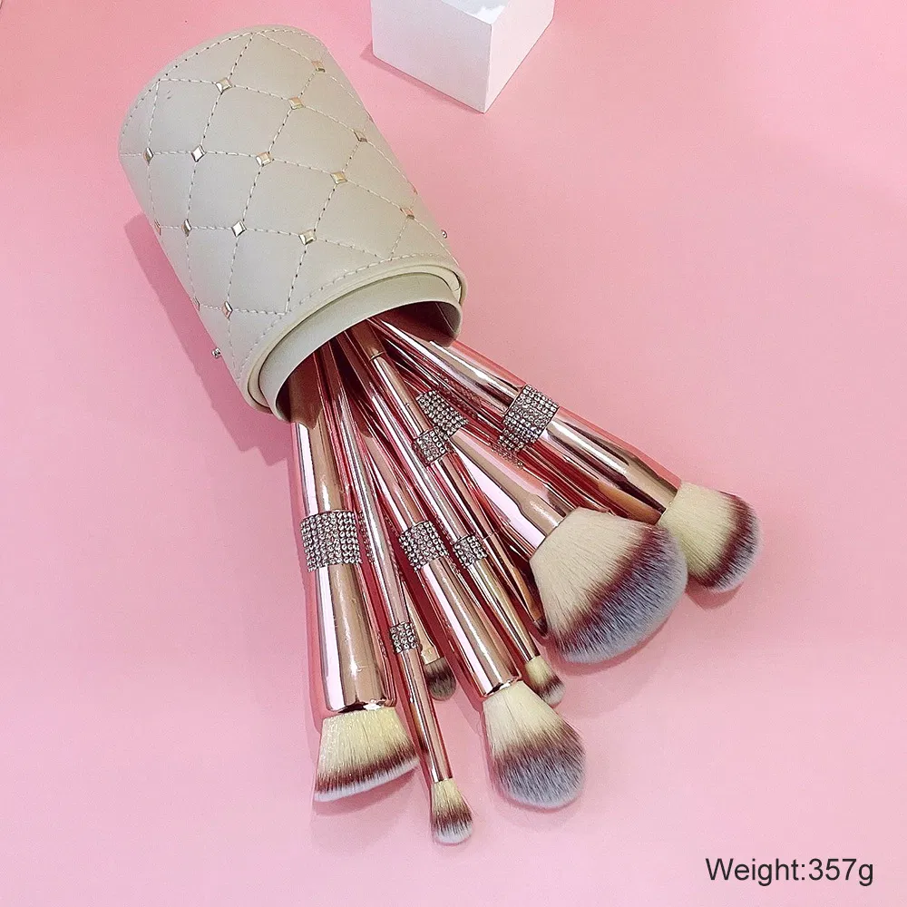 Custom Logo Professional Rose Gold Diamond Vegan Makeup Brush Set Supplier