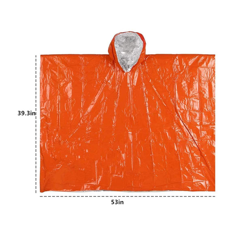 Double-Sided Emergency Thermal Raincoat Aluminum Foil Survival Poncho for Outdoor Rescue