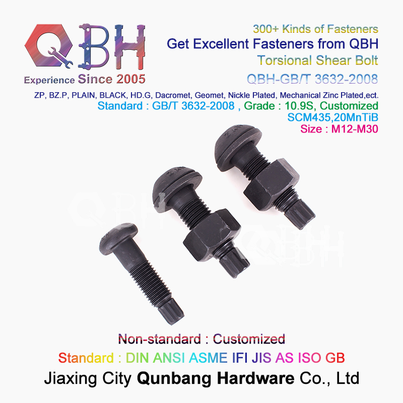 Qbh Plain Black HDG Zp Mechanical Zinc Plated Steel Structure Torsional Shear Tension Control Tc Bolt Beam-to-Column Connections Spare Replacement Accessories