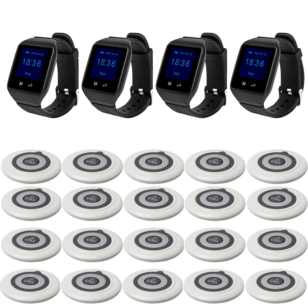 20 Buttons 4 Watch Pagers Wireless Restaurant Pager System