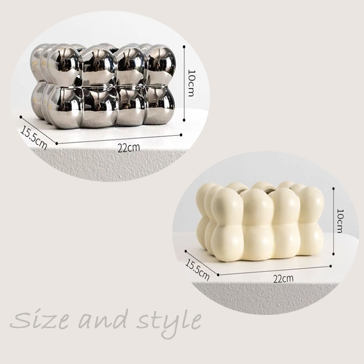 OEM ODM Customized Personalized Bubble Shaped Ceramic Tissue Box Cover Car Table Napkin Holders Luxury Porcelain Tissue Box for Home Decoration