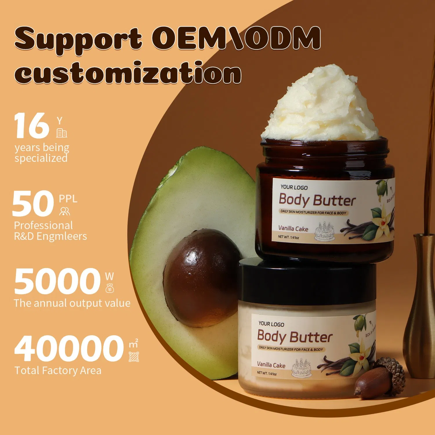 Premium Natural Vegan Friendly Hydrating Skincare Cream with Shea and Cocoa for Smooth Radiant Skin Body Butter