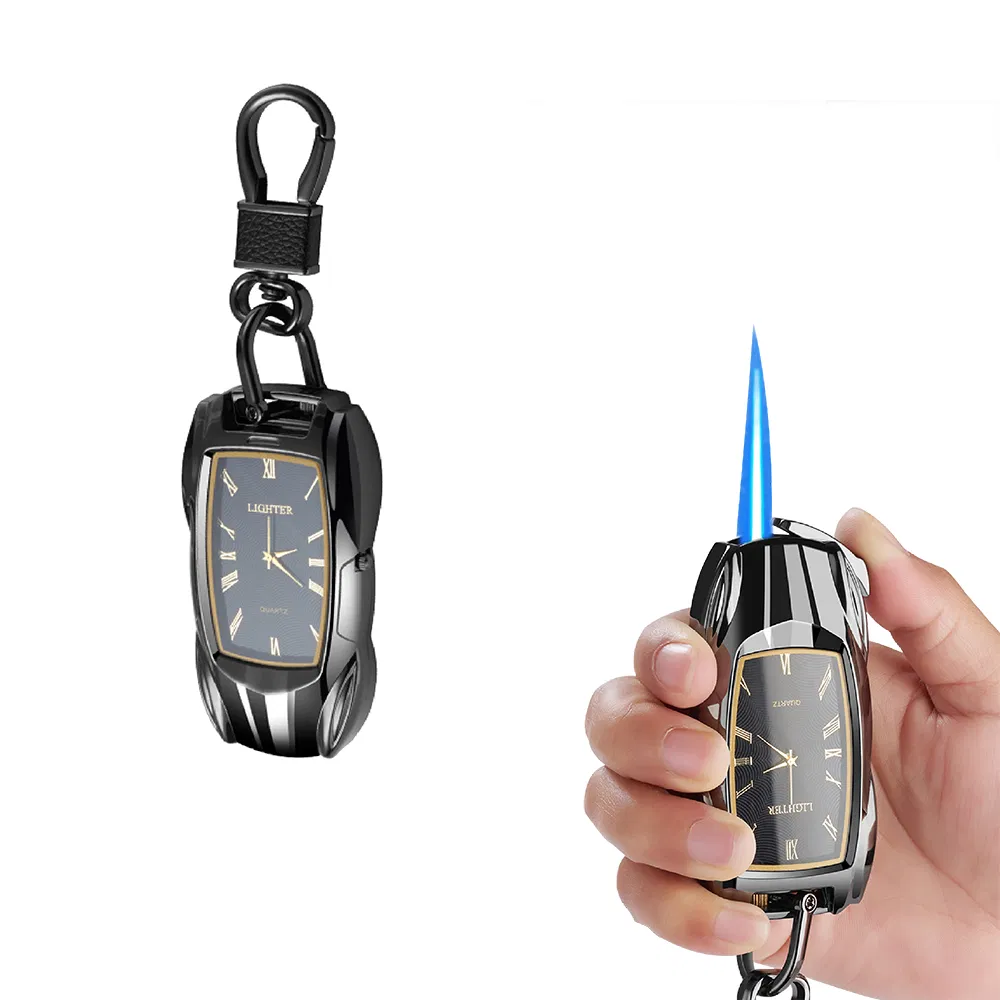 Lovisle Tech Metal Mini Compact Keychain Lighter Jet Flint Butane Gas Lighter