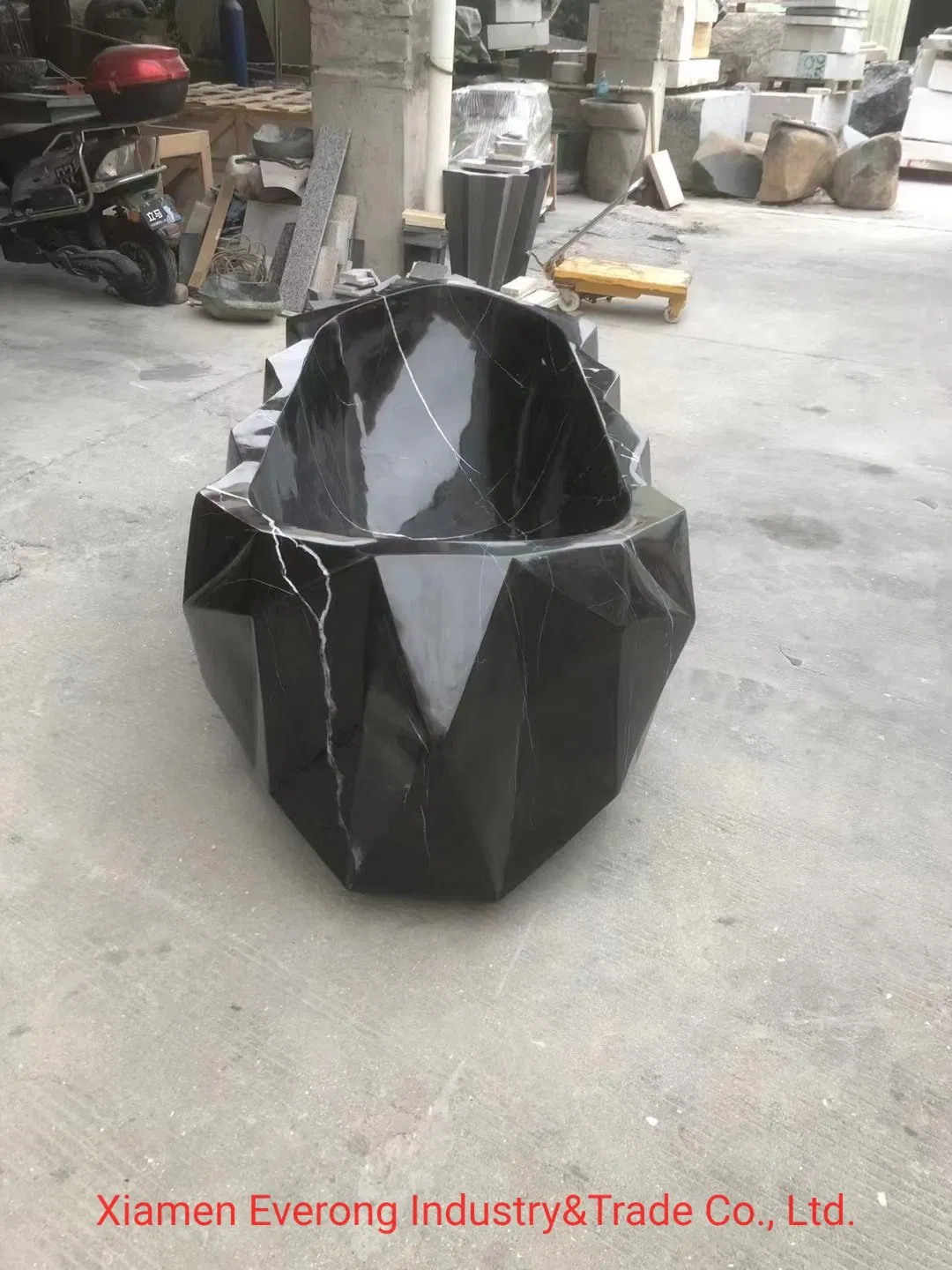 Factory Supply Natural Black &White Marble Freestanding Bathtub Indoor