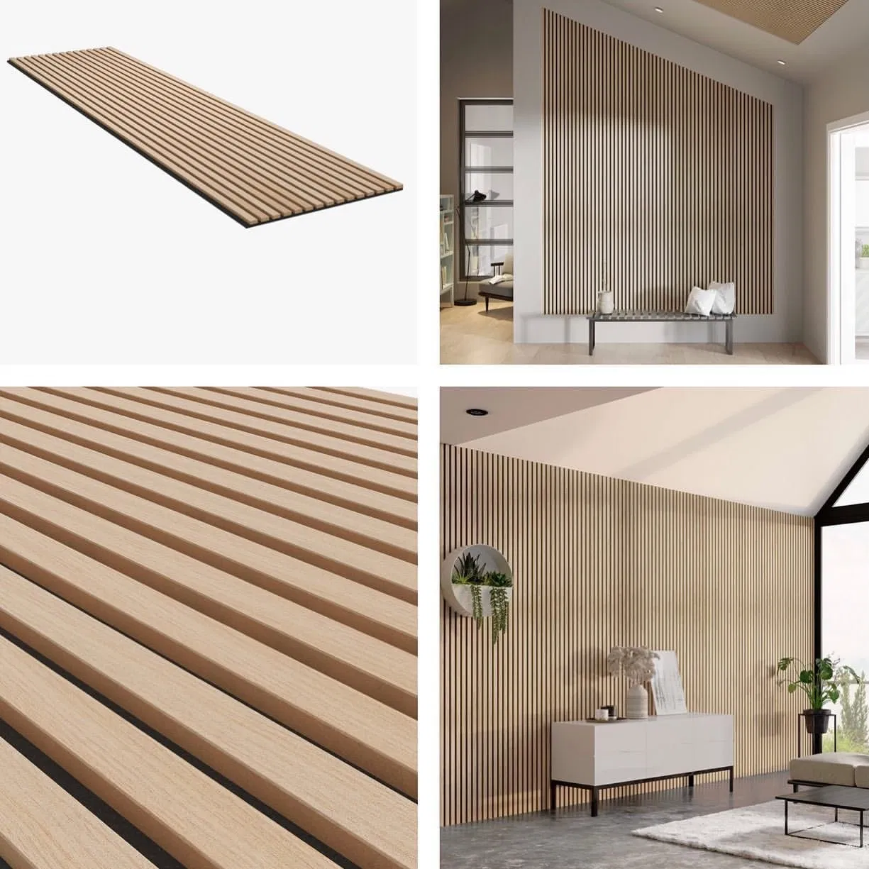 Akupanel Natural Veneer Slat Wood Panel with Pet Felt Acoustic Wall Panel