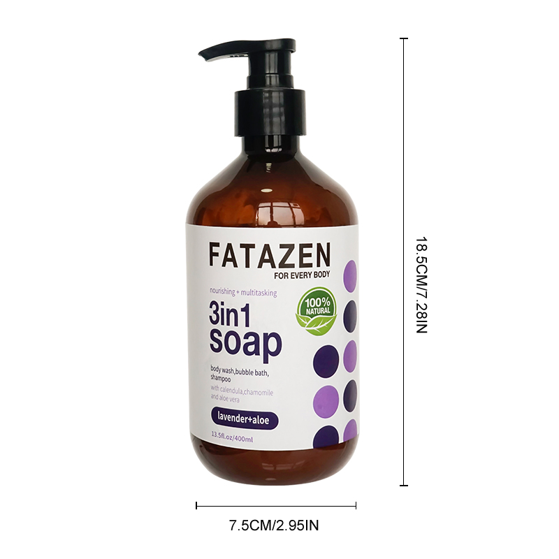 Natural Organic Bath 3-in-1 Soap Cleanser Lavender Aloe Vera Body Shower Gel