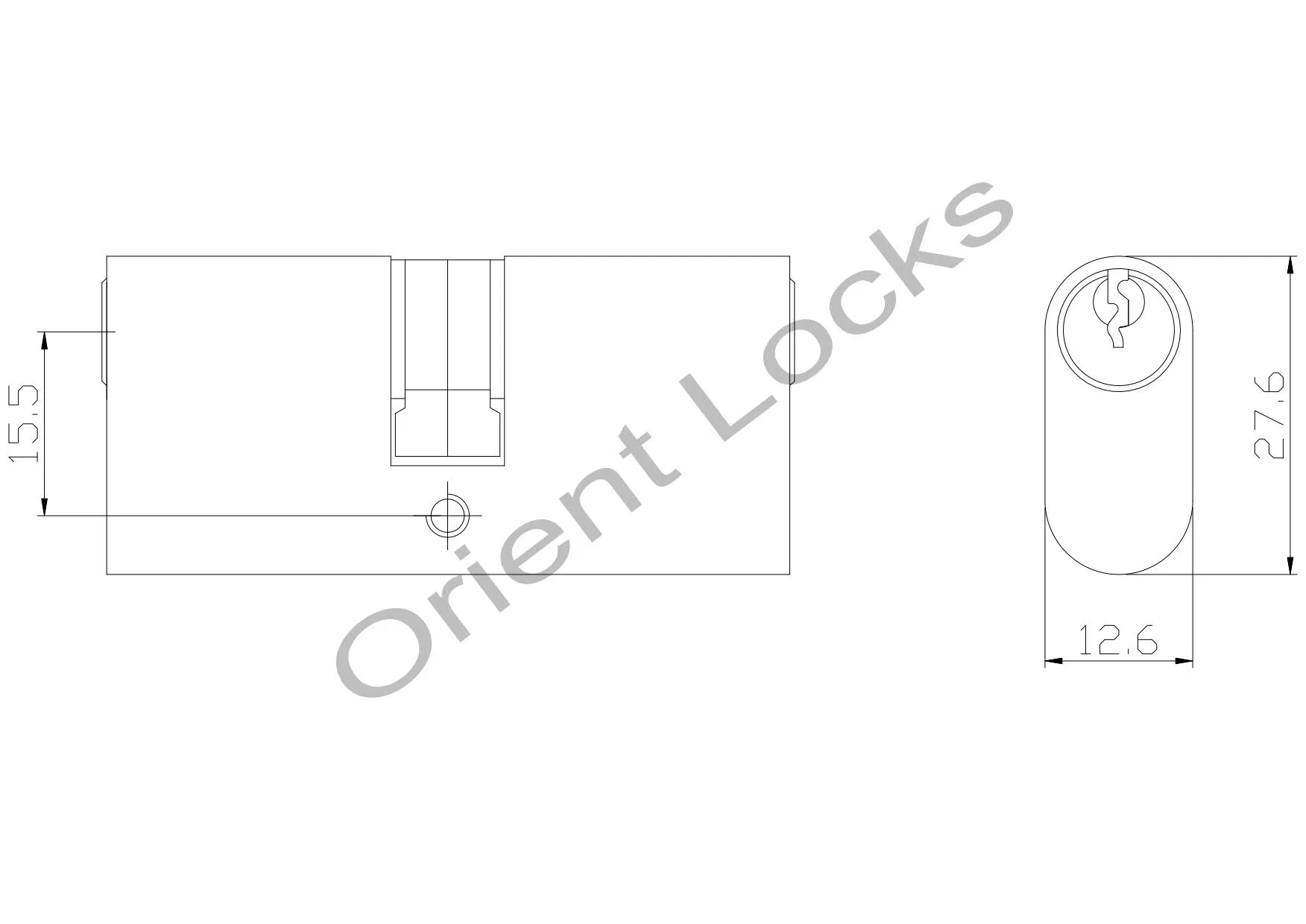 Double Cam Lock Cylinder 54mm Oval