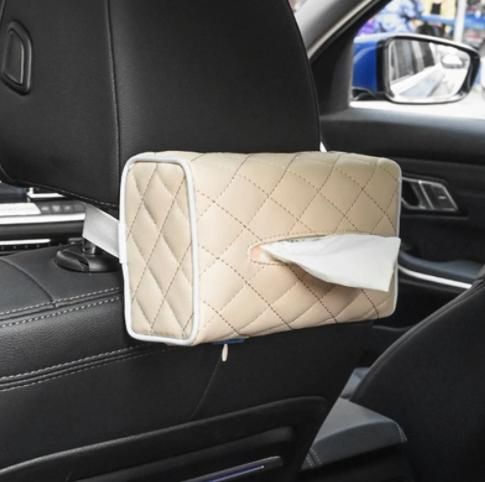 Universal PU Leather Car Tissue Box Cover Sun Visor Chair Back Hanging Type Leather Tissue Box