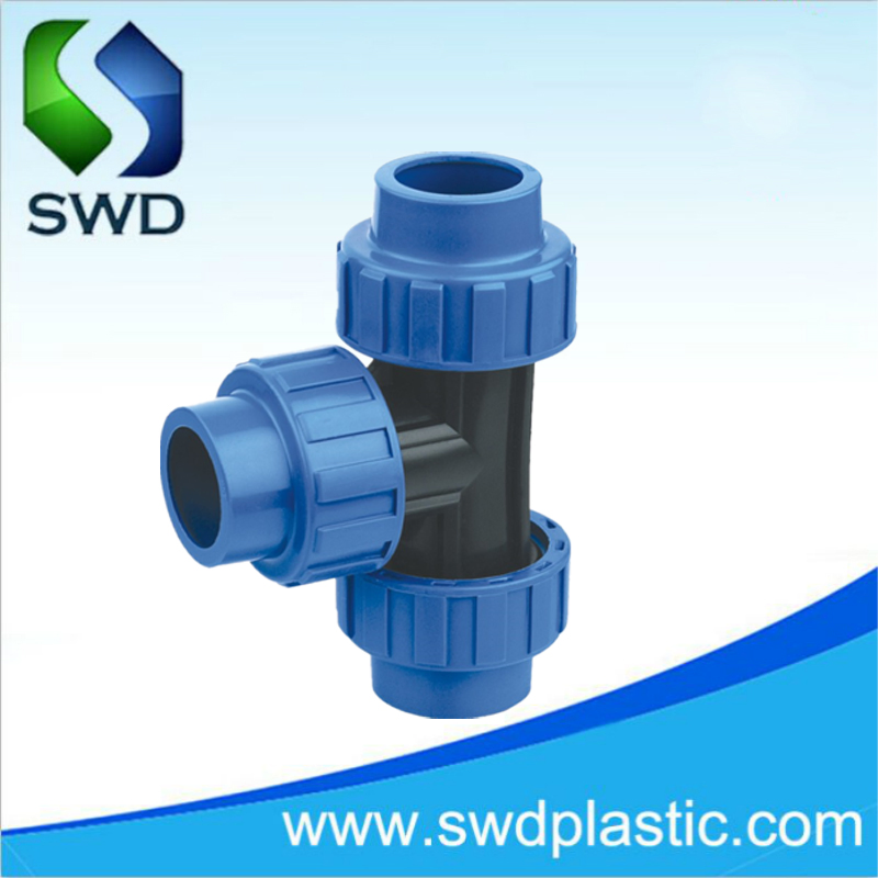 PP Compression Fittings Equal Tee Pn10 Factory Top Quality