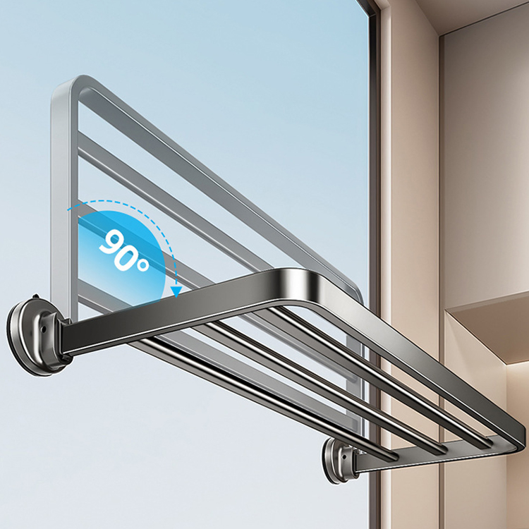 Sanipro New Style Suction Cup Type Folding Clothes Drying Rack Collapsible Laundry Towel Shoes Hanging Dry Hanger