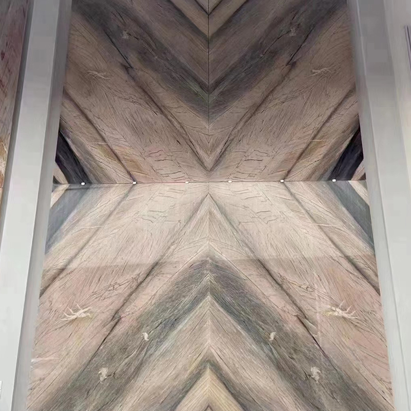 Natural Brown/Green/White Bookmatch Marble Background Wall Big Slabs