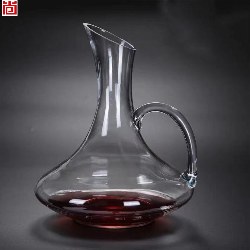 Hand Blown Glass Wine Decanter with Handle