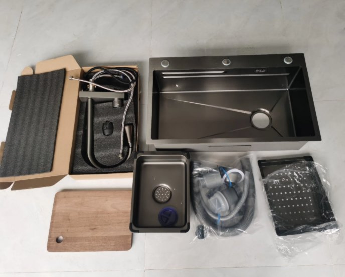 Nano Kitchen Sink Stainless Steel Sink Handmade Digital Waterfall Faucet Knife Holder