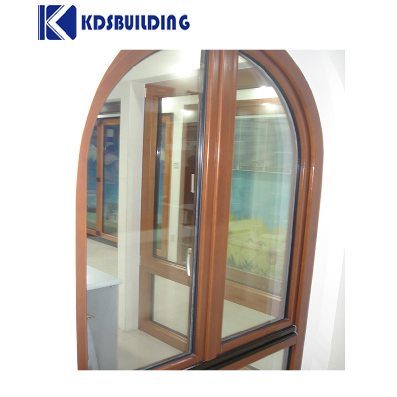  Modern Design Tempered Wooden Glass Soundproof Arch Oak Wood Turn and Tilt Window