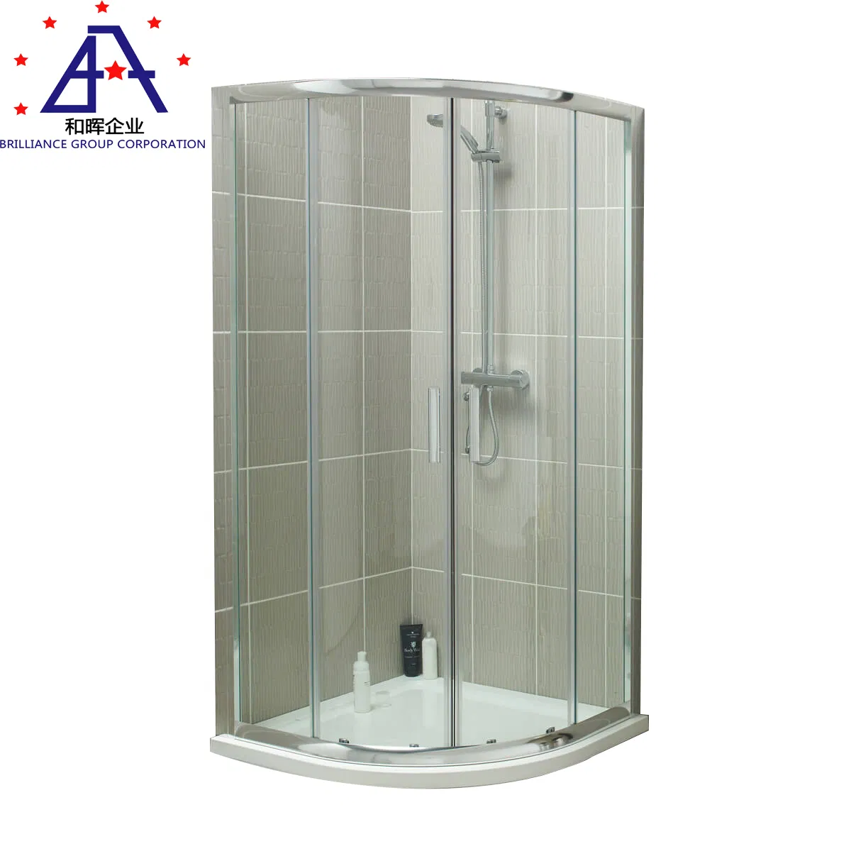 Modern Round Acrylic Tray Shower Enclosure with Sliding Door