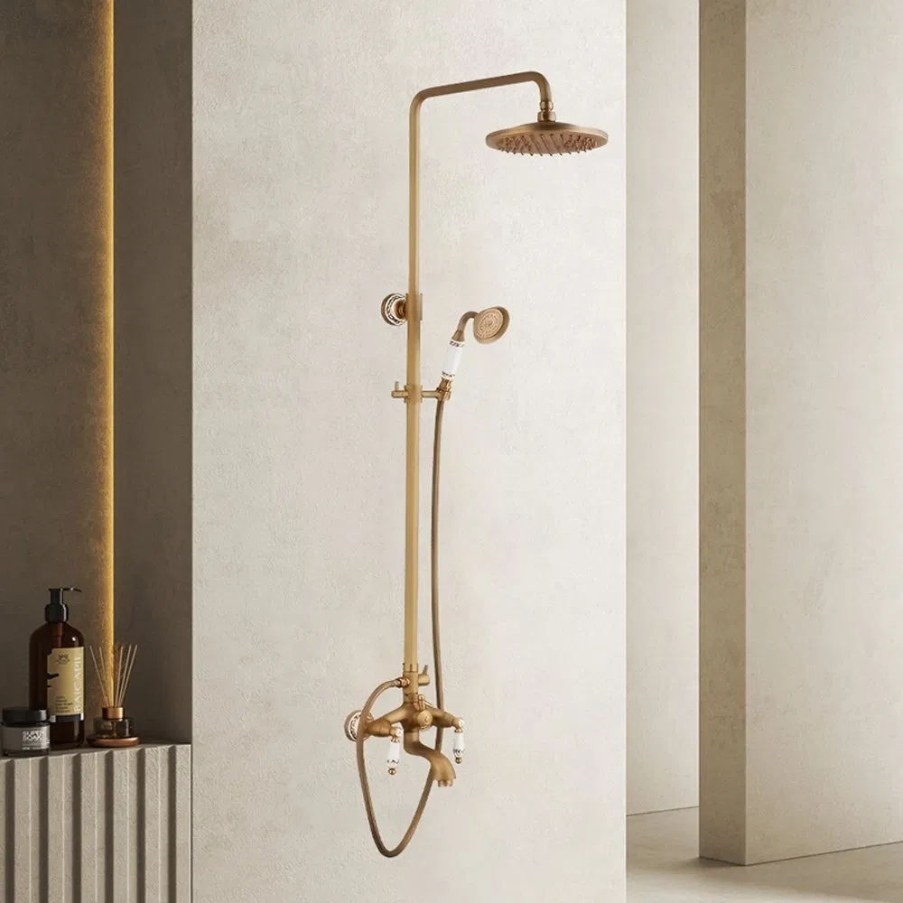 Classic Rain Brass Wall Mounted Shower Faucet Set