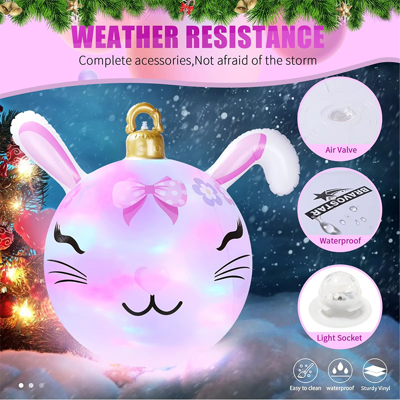 Inflatable Christmas Decoration Rabbit Ornament Ball with LED Light
