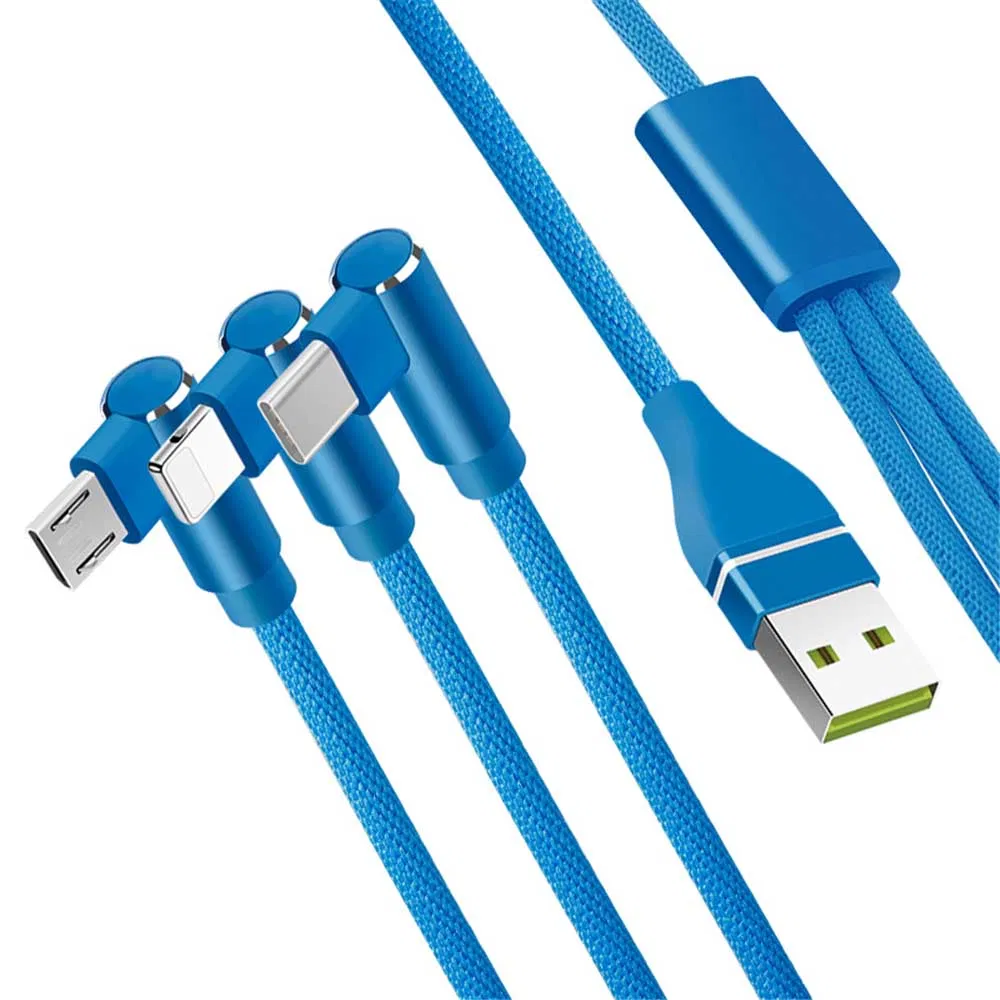 Rt-Mc57 Nylon Braided 3 in 1 Fast Charging USB Cable for iPhone Android Type C