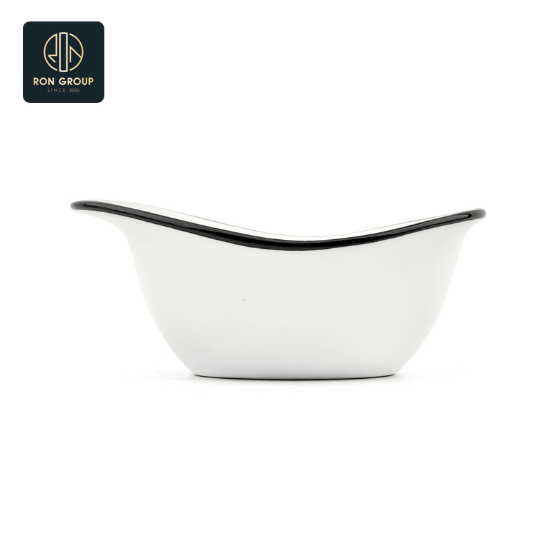 Contemporary Customized Melamine White Tableware Irregular Salad Food Coffee Bar Dining Bowl