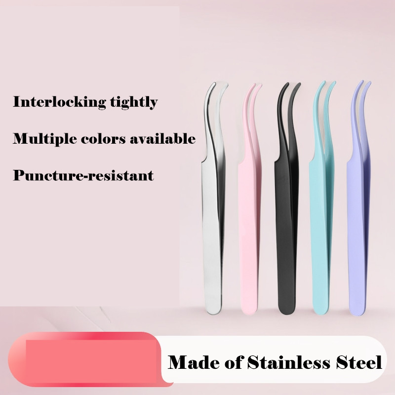 Stainless Steel Makeup Eyelash Extension DIY Volume Lash Fanning Dolphin Nose Tweezers