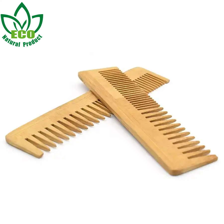 Handmade Reusable Wide Tooth Fine Tooth Comb Eco Friendly Bamboo Hair Beard Comb for Hotel