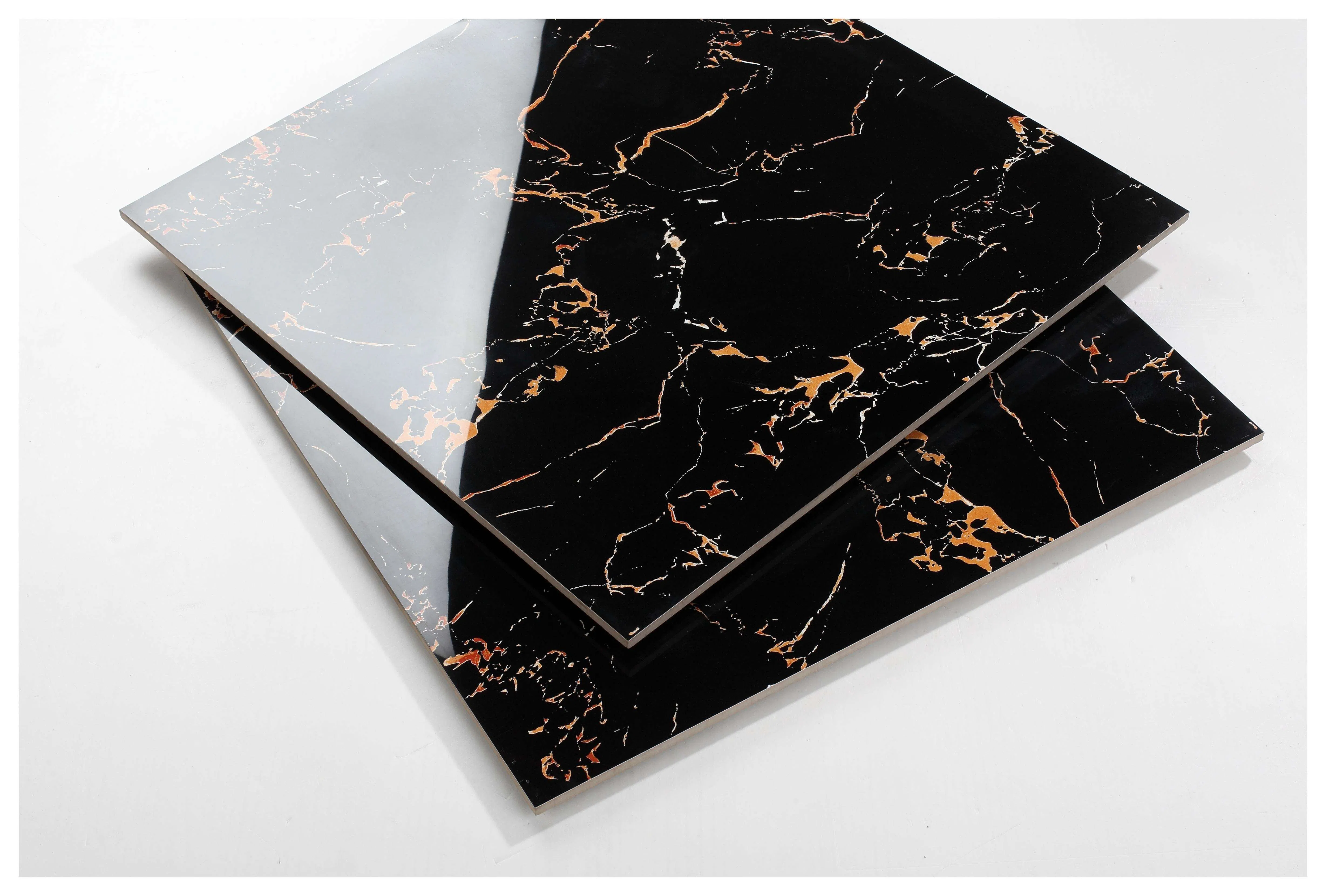 Wholesale Glazad House Marble Artificial Polish Gloss Black Plain Flooring Luxury Factories Textured Manufacturer Tile