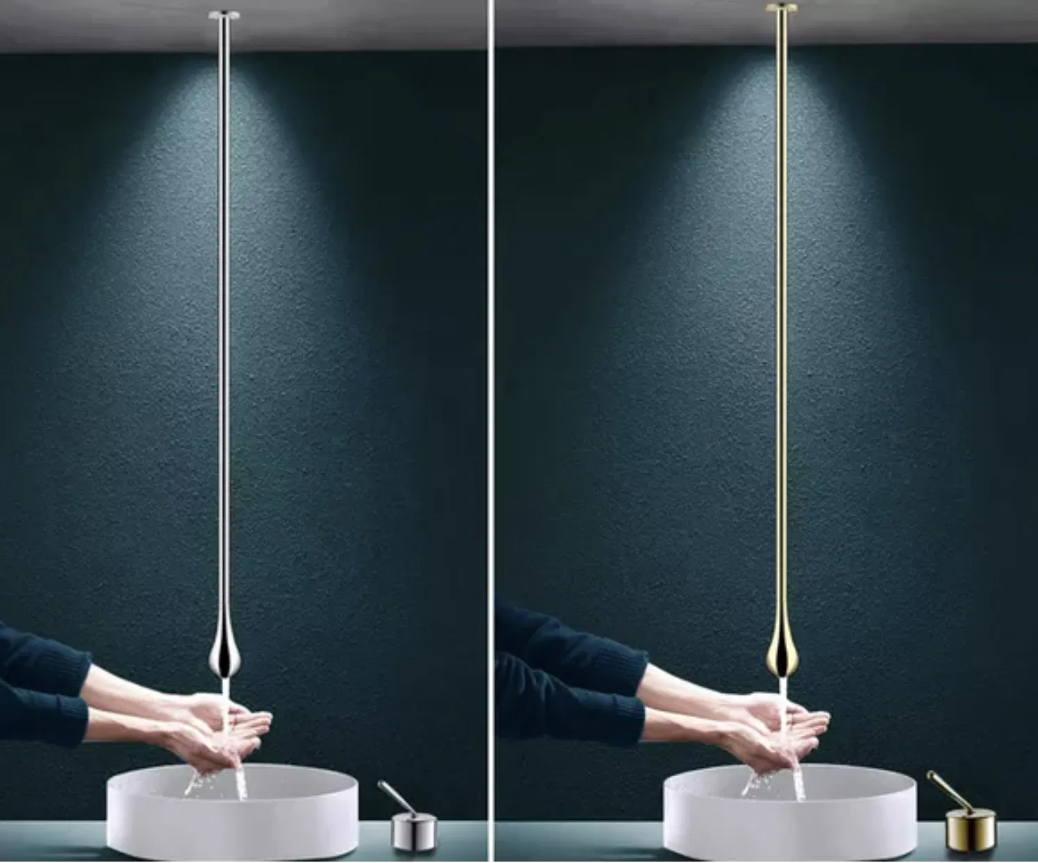 Ceiling Mounted Washbasin Basin Spout Drop Shape Hang Bathtub Faucet Mixer Tap Faucet