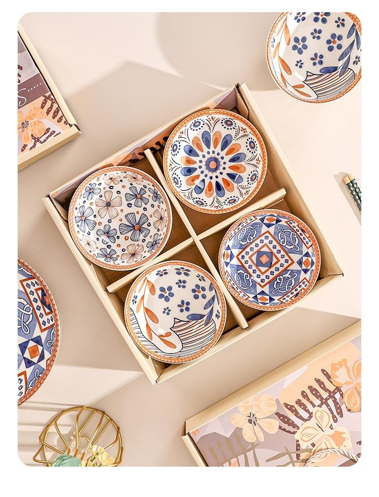 4.5" Bowl Pad Printing Decal with Colour Box 2/4/6 PCS Ceramic Porcelain Tableware