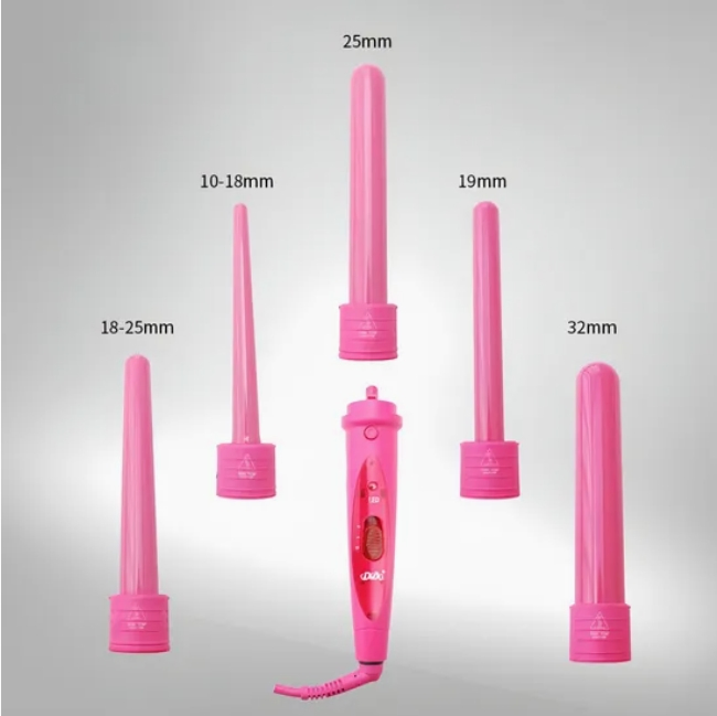 High Quality Interchangeable Hair Curling Iron 5 in 1 Ceramic Curler Wand LCD Display Waver Hair Curler Iron