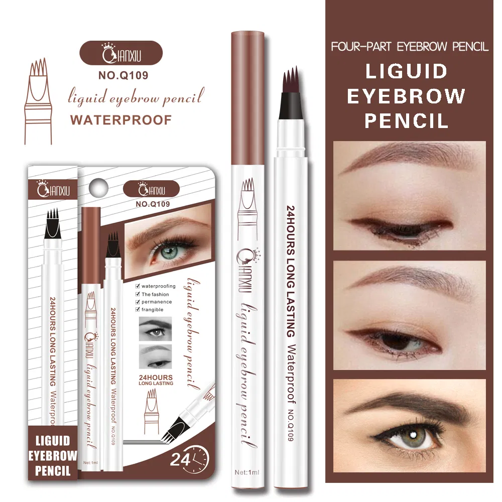 Multi Colors 4 Head Microblading Fork Natural Lasting Waterproof Liquid Eyebrow Pen